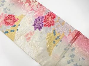 柴垣に牡丹・枝梅模様織出し袋帯